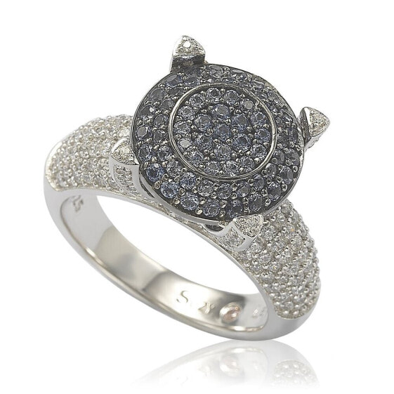 Suzy Levian Sterling Silver Cubic Zirconia Pave Center Stone Ring