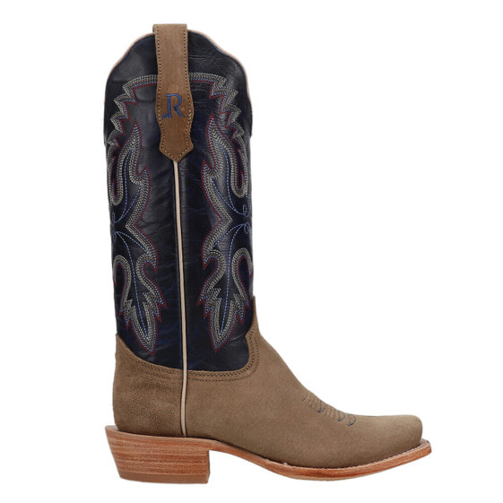 R. Watson Boots Embroidered Narrow Square Toe Cowboy Womens Blue, Brown Casual
