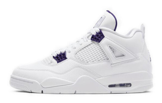 Jordan Air Jordan 4 retro purple metallic 中帮 复古篮球鞋 男女同款 白紫