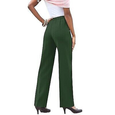 Roaman's Women's Plus Size Tall Classic Bend Over Pant - 16 T, Green