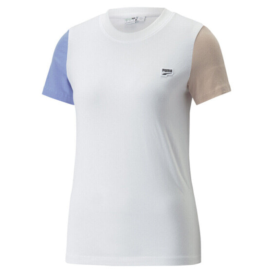 Puma Downtown Slim Crew Neck Short Sleeve T-Shirt Womens White Casual Tops 53574