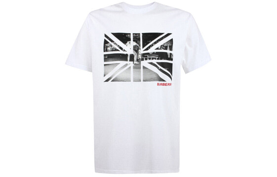 Футболка Burberry 英国ский флаг белая мужская loose-fit T-shirt 80167021