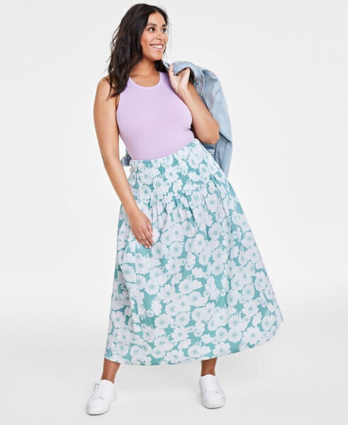 Women's Cotton Smocked Maxi Skirt, Created for Macy's