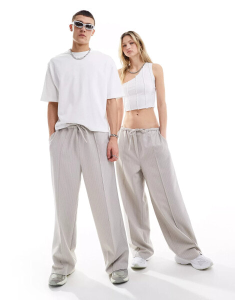 COLLUSION Unisex formal joggers in grey stripe