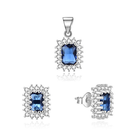 Elegant jewelry set with zircons TAGSET287 (pendant, earrings)