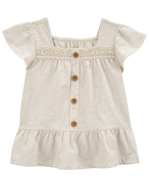 Baby Crochet Flutter Button-Front Shirt 12M