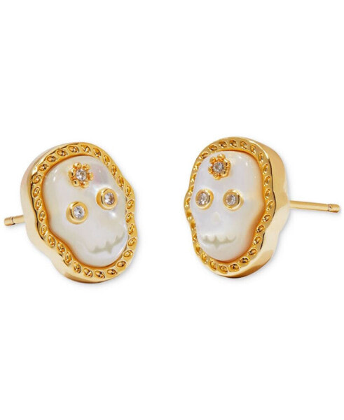 Gold-Tone White Skeleton Stud Earrings