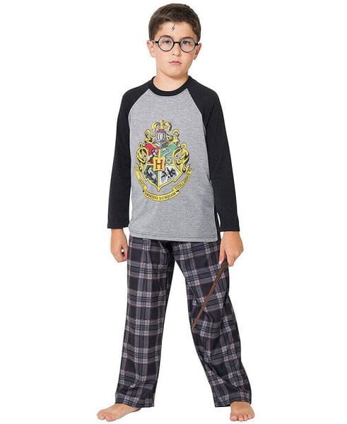 Big Boys Hogwarts School Crest Raglan Pajama Set