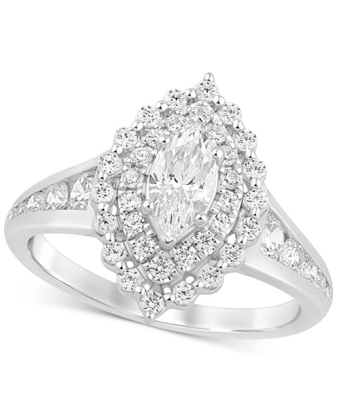 Diamond Marquise Halo Engagement Ring (1-1/3 ct. t.w.) in 14k White Gold