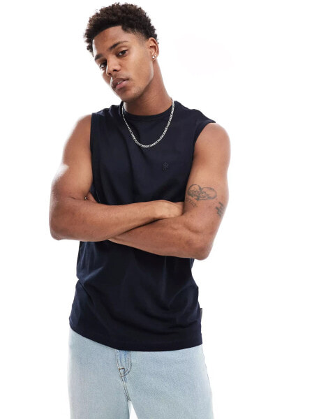 French Connection sleeveless t-shirt vest in navy