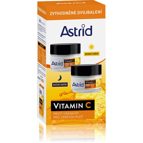 Набор для увлажнения и питания Vitamin C Astrid, крем для дня против морщин 50 мл + крем для ночи против морщин 50 мл
