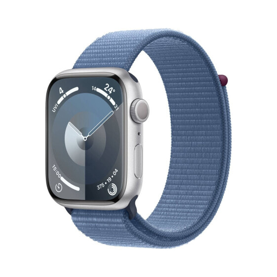 Apple Watch Series 9 Aluminium Silber"Silber 45 mm One Size (145-200 mm Umfang) Winterblau GPS