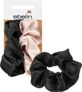 Scrunchies Satin-Optik rosé & schwarz, 2 St