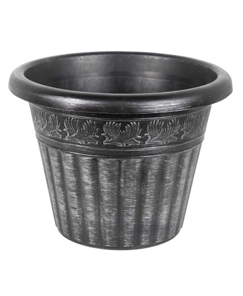 Outdoor Dragon Banded Plastic Planter Silver 13 Inches