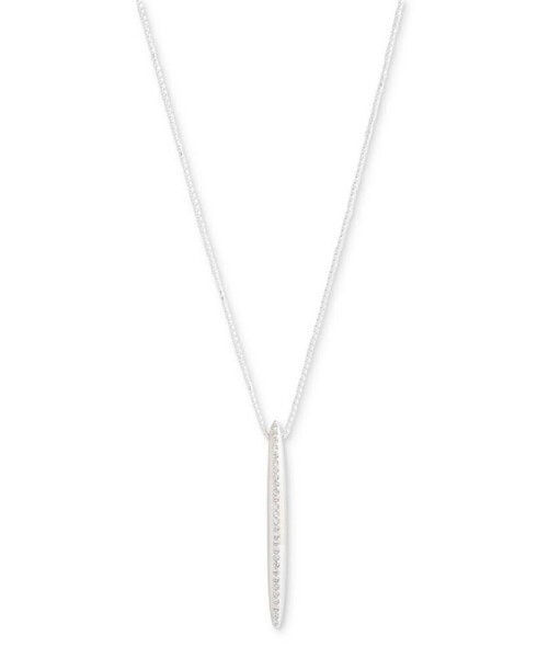 Sterling Silver Pavé Sculpted Bar 40" Adjustable Pendant Necklace