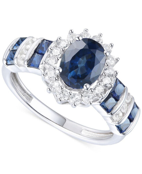 Sapphire (2-1/2 ct. t.w.) & Diamond (3/8 ct. t.w.) Halo Ring in 14k Gold (Also in Ruby & Emerald)