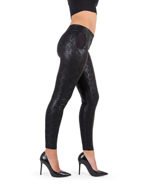 Women's Sophisticated Metallic Snakeskin Leggings