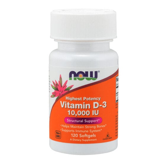 NOW Foods, Высокоэффективный витамин D-3, 250 мкг (10 000 МЕ), 120 мягких таблеток