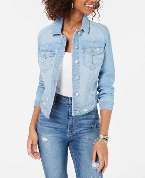 Juniors' Distressed Jean Jacket