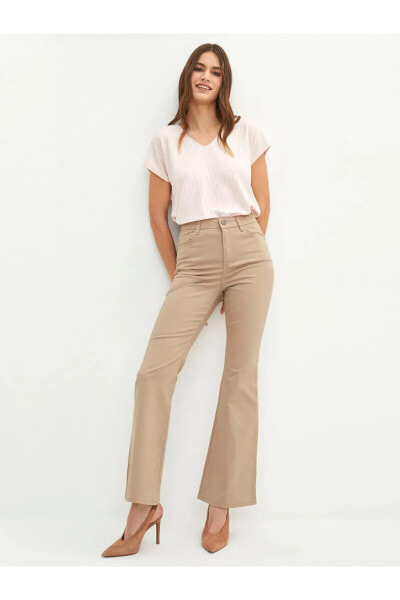 Плотные брюки Normal Bel Slim Fit с деталями на манжетах для женщин LC WAIKIKI