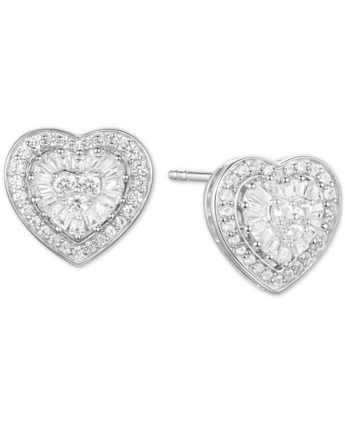 Diamond Baguette Heart Stud Earrings (1/2 ct. t.w.) in 14k Gold , 14k White Gold or 14k Rose Gold