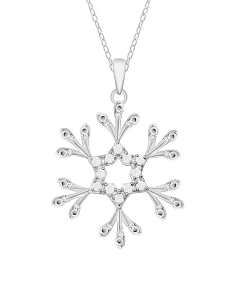 Macy's diamond Snowflake Pendant Necklace (1/10 ct. t.w.) In Sterling Silver