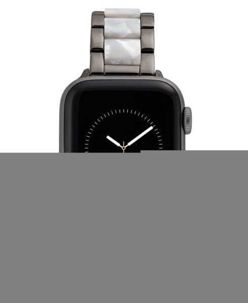 38/40/41mm Apple Watch Bracelet in White Resin and Gunmetal Grey Stainless Steel With Gun Metal Gray Adaptors