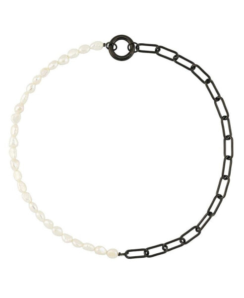 Rebl Jewelry rONNIE HALF CHAIN AND PEARL NECKLACE