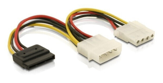 Delock Cable Power SATA HDD > 2x 4pin male/female - 0.165 m - SATA 15-pin - 2 x Molex (4-pin)