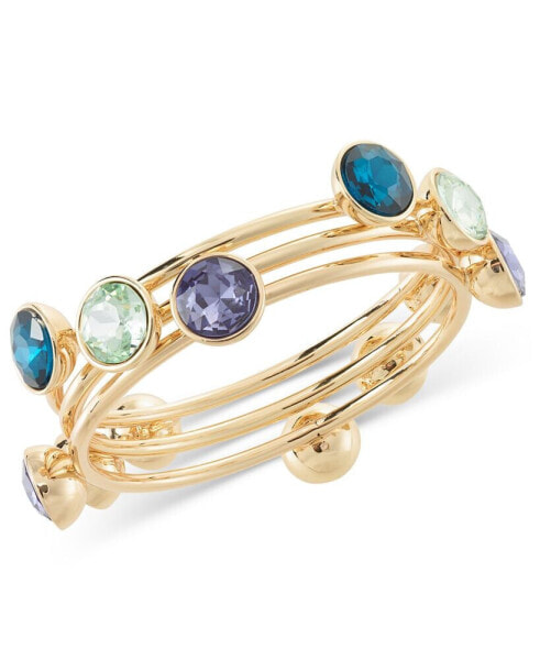 Gold-Tone 3-Pc. Set Multicolor Crystal & Stone Bangle Bracelets, Created for Macy's