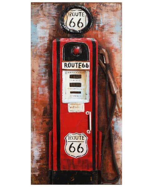 Gas Pump Mixed Media Iron Hand Painted Dimensional Wall Art, 48" x 24" x 2.8"