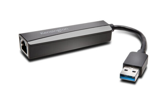 Kensington UA0000E USB-A Ethernet Adapter — Black - Wired - USB - Ethernet - 5000 Mbit/s - Black