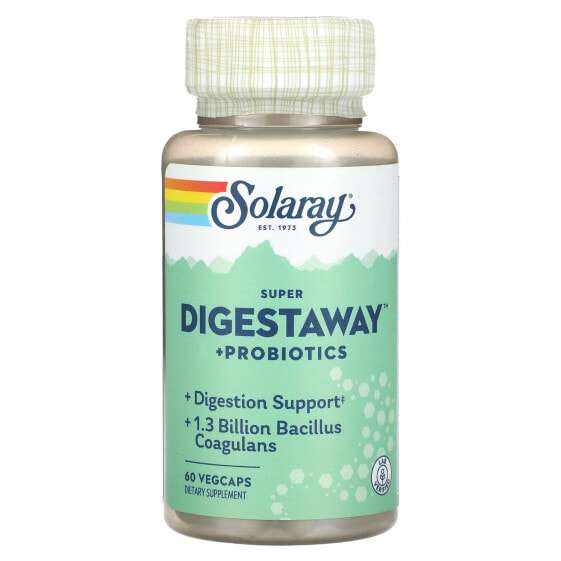 Solaray, Super Digestaway + пробиотики, 60 растительных капсул