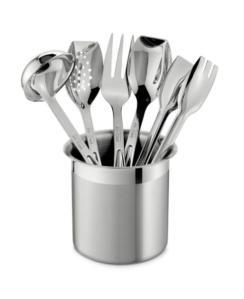 Stainless Steel Cook and Serve Kitchen Utensil Crock Set, 6 Piece