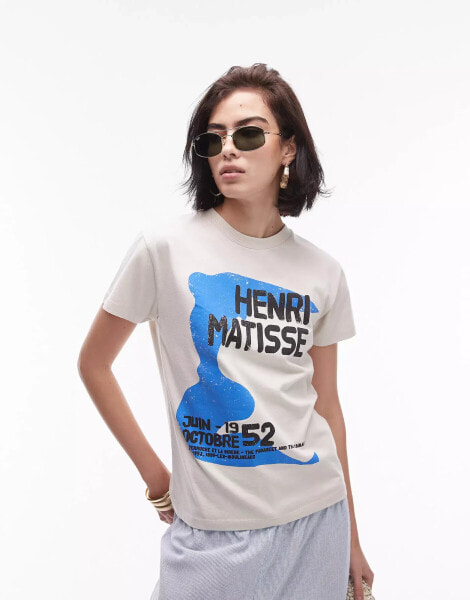 Topshop license graphic Blondie shrunken tee in ecru