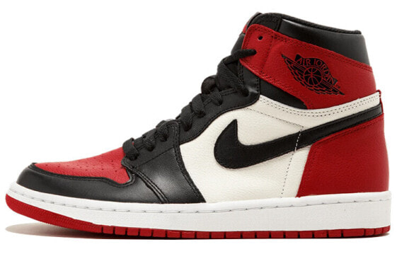 Jordan Air Jordan 1 High Bred Toe 高帮 复古篮球鞋 男款 黑红脚趾