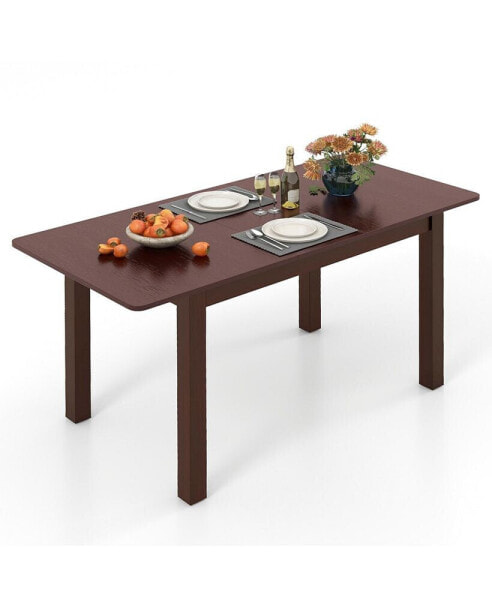 Extendable Dining Table Folding Rubber Wood Table for 4 People with Safety Locks