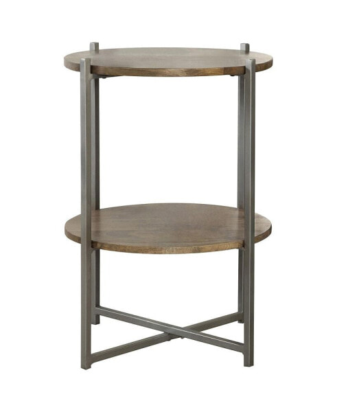 Round Accent Table with Open Shelf