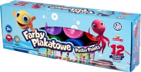 Astra Farby plakatowe 12 kolorów 20 ml - Mini Mini [opakowanie=4szt] Astra TARGI