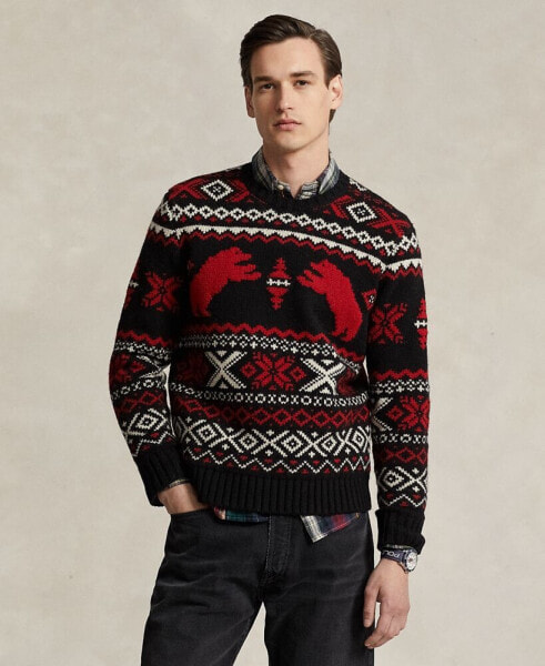 Men's Polar Bear Fair Isle Wool Sweater