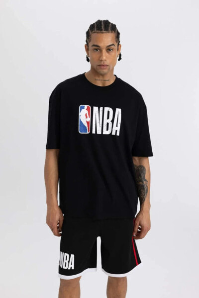 DeFactoFit NBA Wordmark Regular Fit Bisiklet Yaka Kısa Kollu Tişört