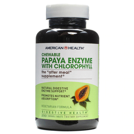American Health Papaya Enzyme with Chlorophyll  Энзим папайи ( папаин) с хлорофиллом 250 жевательных таблеток