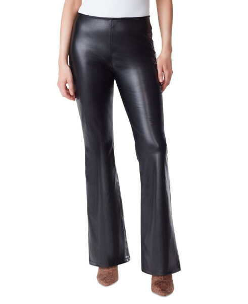 Women's Faux-Leather Pull-On Flare-Leg Pants