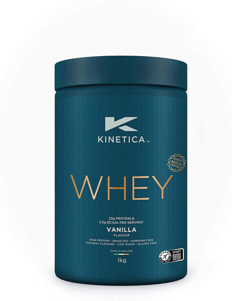 Kinetica Strawberry Protein Powder, 2.27 kg, Whey Protein, 23 g Protein, 76 Servings Including Free Measuring Cup, Protein Powder, Whey Protein Powder from EU Pasture Husbandry, Super Solubility and