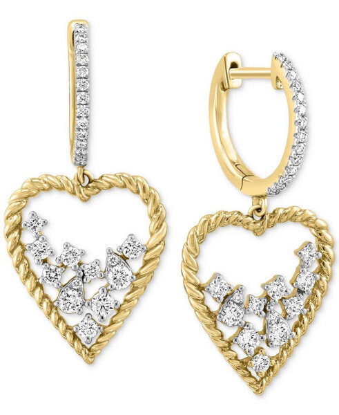 EFFY® Diamond Scattered Cluster Heart Drop Earrings (1/2 ct. t.w.) in 14k Gold