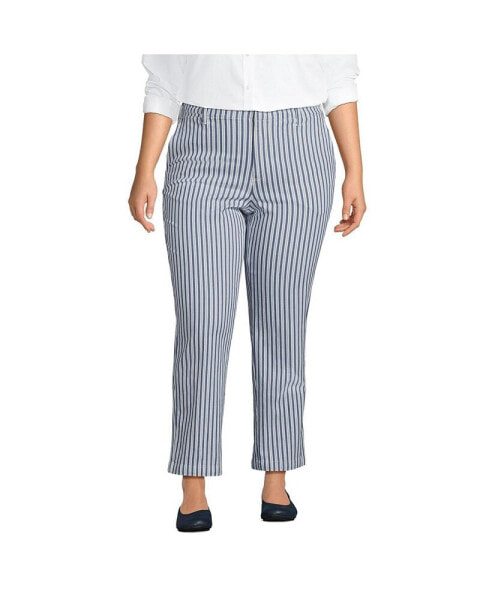 Plus Size Mid Rise Classic Straight Leg Chino Ankle Pants