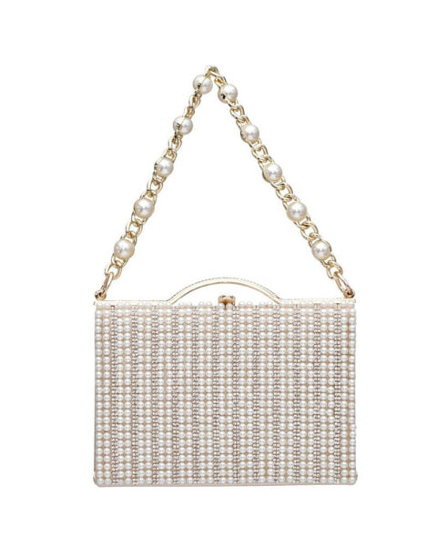 Women's Imitation Pearl and Crystal Minaudiere