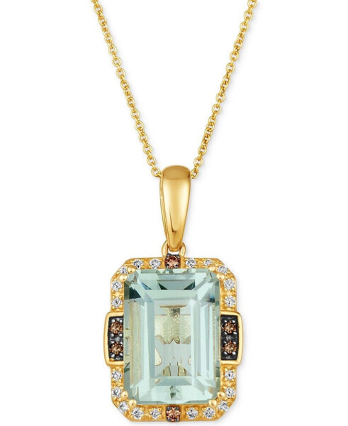 Le Vian mint Julep Quartz (6-3/4 ct. t.w.) & Diamond (1/4 ct. t.w.) Halo Adjustable 20" Pendant Necklace in 14k Gold