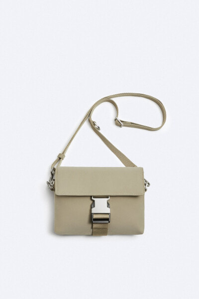 Nylon crossbody bag with buckle