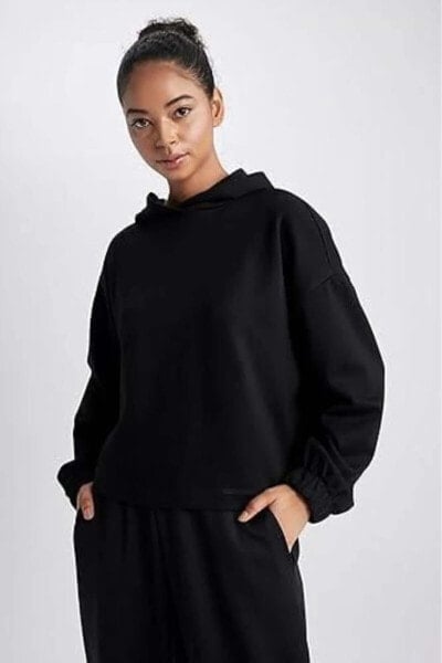 Толстовка женская Defacto Kadın Siyah Sweatshirt Z6693AZ